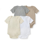Load image into Gallery viewer, Hummus Solid Organic Cotton Short Sleeve Baby Bodysuit Pack of 4