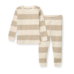 Load image into Gallery viewer, Mommy & Me Rugby Stripe Organic Cotton Two-Piece Pajamas - Oat
