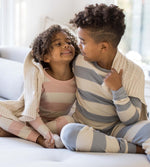 Load image into Gallery viewer, Rugby Stripe Organic Cotton Two-Piece Pajamas - Quarry