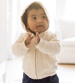 Load image into Gallery viewer, Organic Cotton Quilted Bee Baby Jacket - Oat