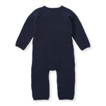 Load image into Gallery viewer, Organic Cotton Quilted Bee Wrap-Front Baby Jumpsuit - Midnight
