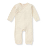 Load image into Gallery viewer, Organic Cotton Quilted Bee Wrap-Front Baby Jumpsuit - Oat