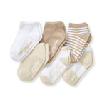 Load image into Gallery viewer, Solid & Stripes Organic Cotton Baby Ankle Socks 6 Pack - Oat