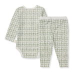 Load image into Gallery viewer, Herringbone Bodysuit & Pant Set -hint of Green