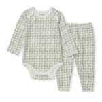 Load image into Gallery viewer, Herringbone Bodysuit & Pant Set -hint of Green