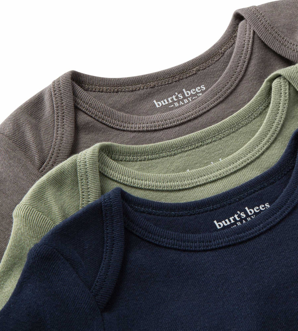 Organic Solid Short Sleeve Bodysuits - Set of 3 - Midnight - 6-9 Months ALT