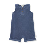 Load image into Gallery viewer, Terry Organic Baby Boy Romper - Underwater Blue