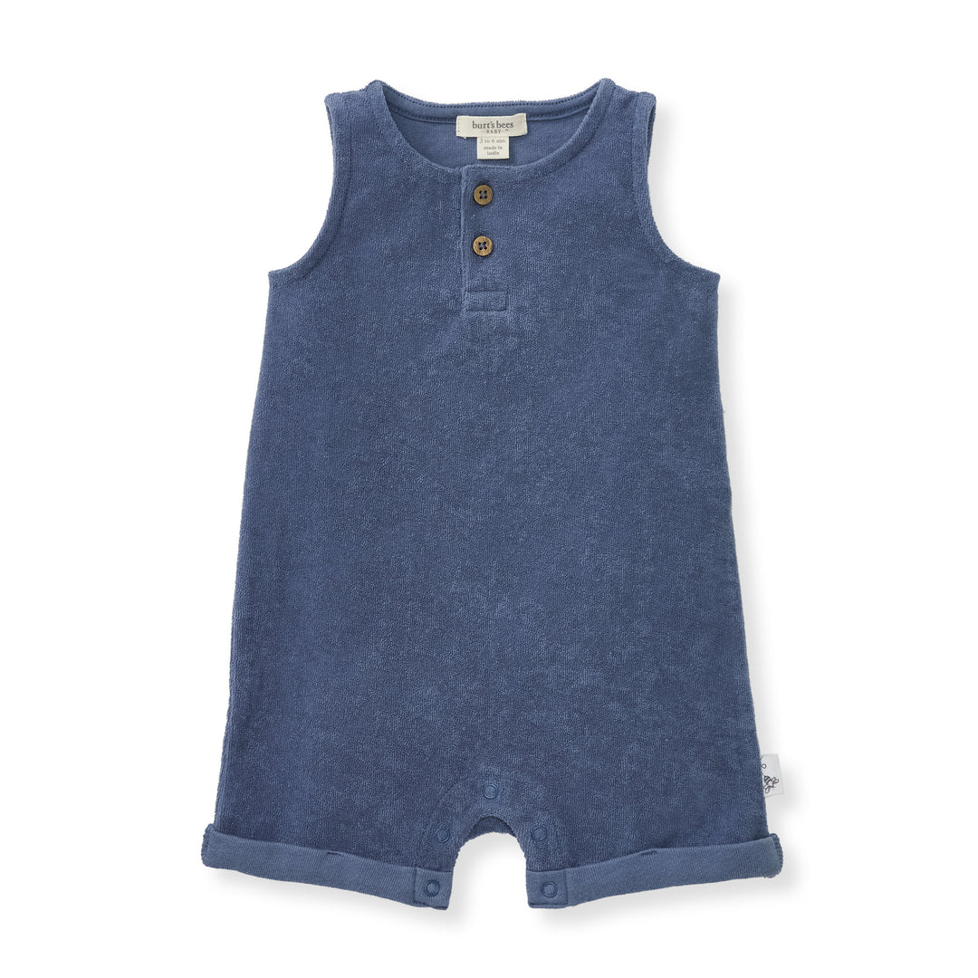 Terry Organic Baby Boy Romper - Underwater Blue