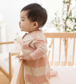 Load image into Gallery viewer, Rugby Stripe Organic Lightweight Beekeeper™ Wearable Baby Blanket - Pink Sand