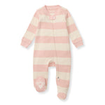 Load image into Gallery viewer, Rugby Stripe Organic Cotton Sleep & Play - Pink Sand
