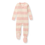 Load image into Gallery viewer, Rugby Stripe Organic Cotton Sleeper - Pink Sand