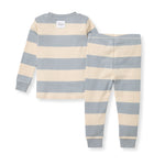 Load image into Gallery viewer, Rugby Stripe Organic Cotton Two-Piece Pajamas - Quarry