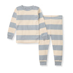 Load image into Gallery viewer, Rugby Stripe Organic Cotton Two-Piece Pajamas - Quarry