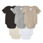 Load image into Gallery viewer, Solid Organic Cotton Short Sleeve Baby Bodysuits 5 Pack - Ash