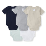 Load image into Gallery viewer, Solid Organic Cotton Short Sleeve Baby Bodysuits 5 Pack - Midnight