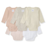 Load image into Gallery viewer, Solid Organic Cotton Long Sleeve Baby Bodysuits 5 Pack - Pink Sand