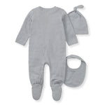 Load image into Gallery viewer, Organic Cotton Jumpsuit, Bib & Hat 3 Piece Set - Quarry