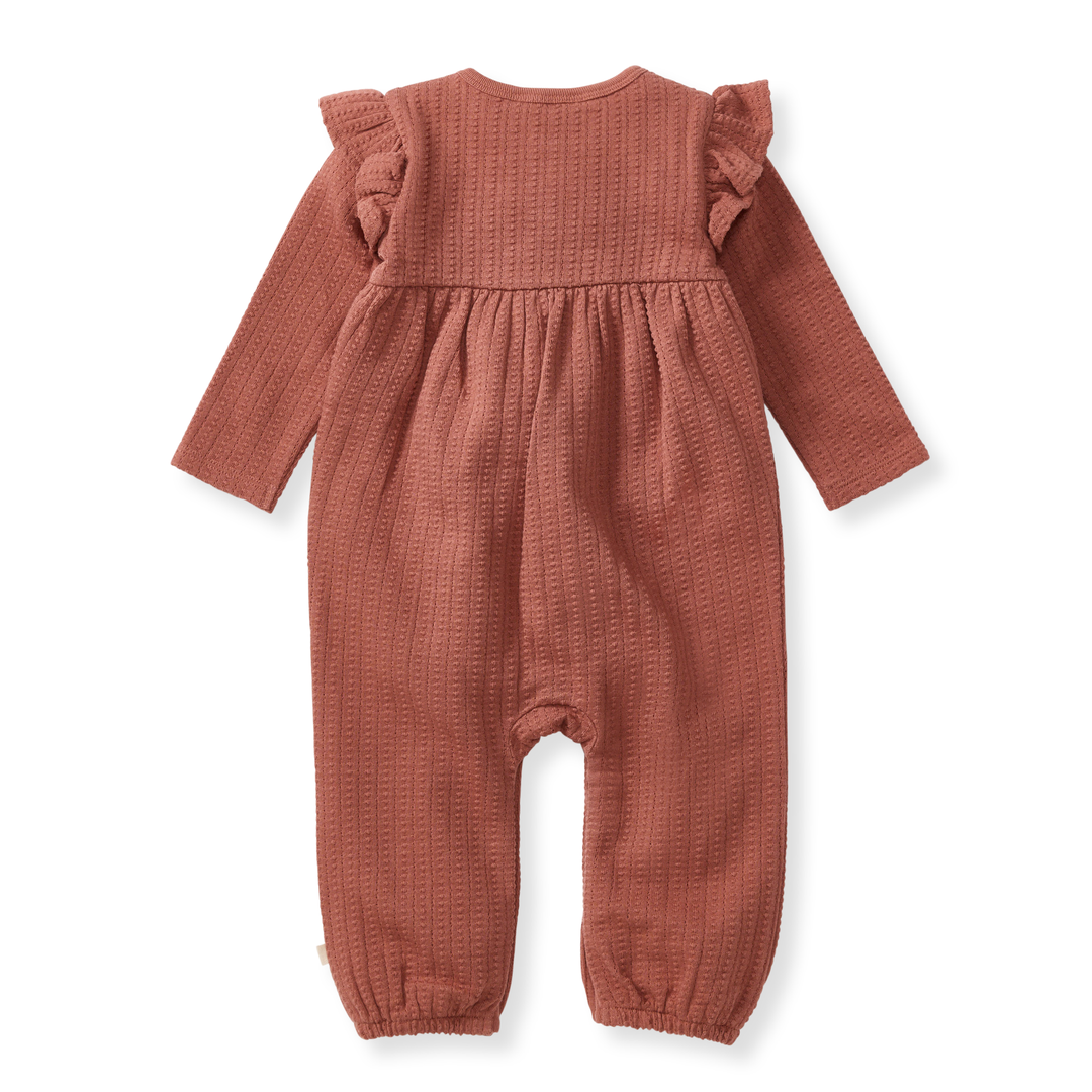 Dotted Rib Organic Baby Girl Jumpsuit Back