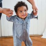 Load image into Gallery viewer, Product Image 1 of Acid Wash Organic Baby Boy Jumpsuit - Flint