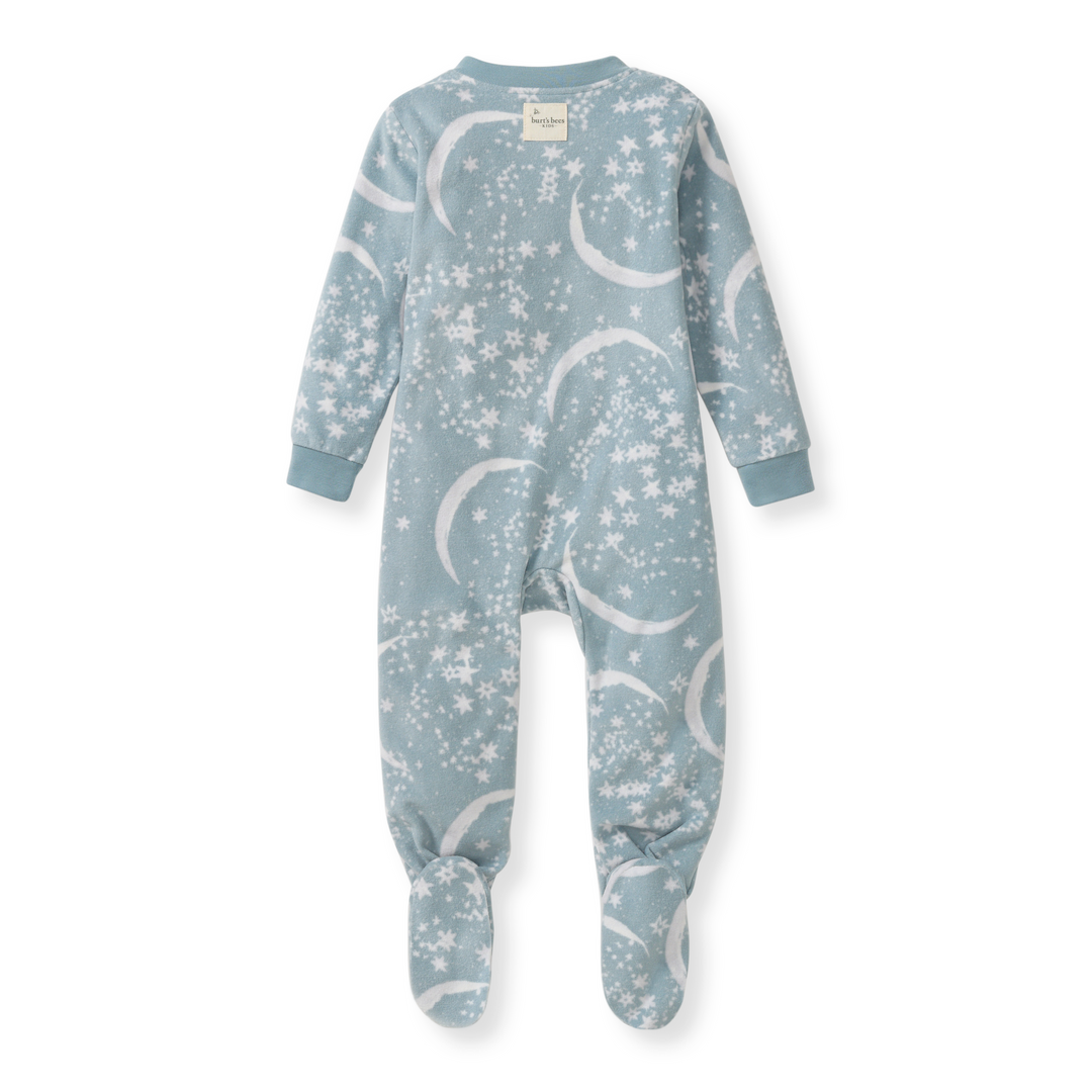 Celestial Moon polarbee™ Repreve® Fleece Pajamas - Mountain Blue Back