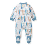 Load image into Gallery viewer, Sunrise Slopes Organic Cotton Sleep & Play - Mountain Blue Back