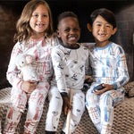 Load image into Gallery viewer, Product Image 7 of Sunrise Slopes Organic Cotton Pajamas - Mountain Blue