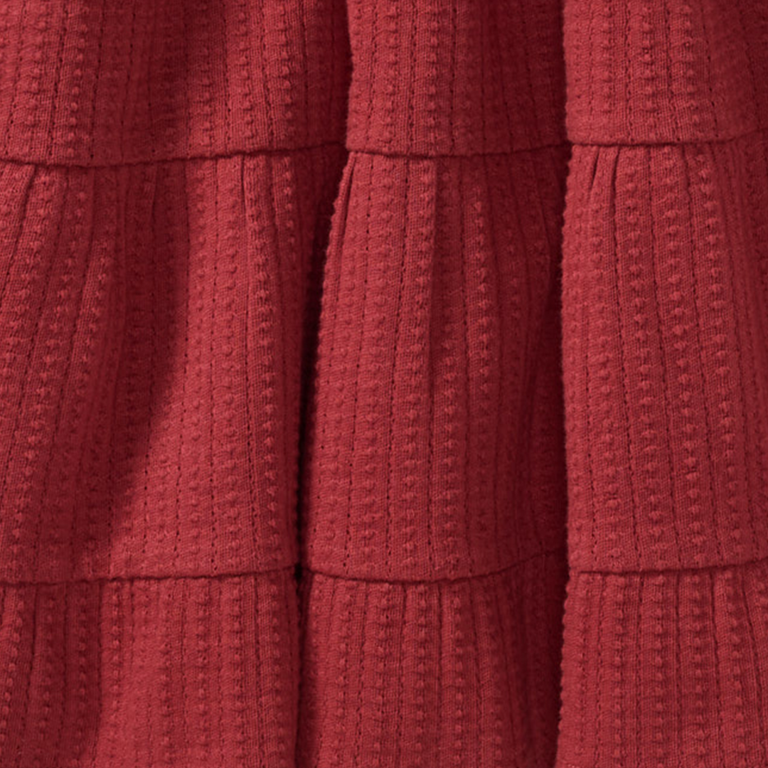 Dotted Rib Organic Cotton Dress - Brick Red Swatch