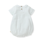Load image into Gallery viewer, Baby Boy Muslin Collar Bubble Romper