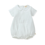 Load image into Gallery viewer, Baby Boy Muslin Collar Bubble Romper