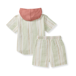 Load image into Gallery viewer, Pacific Stripe Hooded Shirt & Shorts Set