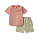 Load image into Gallery viewer, Acid Wash Pocket Tee & Shorts Set