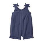 Load image into Gallery viewer, Check Gauze Blue Girl Romper - Blue Smoke