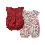 Load image into Gallery viewer, Festive Pattern Baby Girl Bubble Romper 2-Pack Set