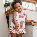 Load image into Gallery viewer, American Flag Baby Girl Bubble Romper
