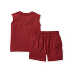 Load image into Gallery viewer, Acid Wash Red Boy Tee & Shorts Set - Brick