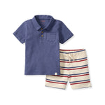 Load image into Gallery viewer, USA Stripe Polo Shirt & Shorts Set