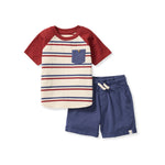 Load image into Gallery viewer, USA Stripe Boy Tee & Shorts Set