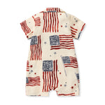 Load image into Gallery viewer, American Flag Baby Boy Romper