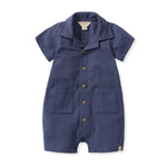 Load image into Gallery viewer, Check Gauze Baby Boy Romper
