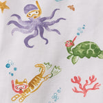 Load image into Gallery viewer, Colorful underwater scene with an octopus, turtle, and lobster on a white background.