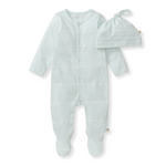 Load image into Gallery viewer, Baby Boy Blue Stripe Jumpsuit & Hat Set
