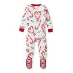 Load image into Gallery viewer, Candy Cane Love Organic Cotton Sleeper Footed