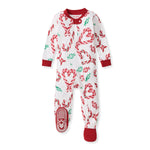 Load image into Gallery viewer, Candy Cane Love Organic Cotton Sleeper Footed