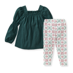 Load image into Gallery viewer, Poinsettia Fair Isle Organic Tunic & Pants Set Back