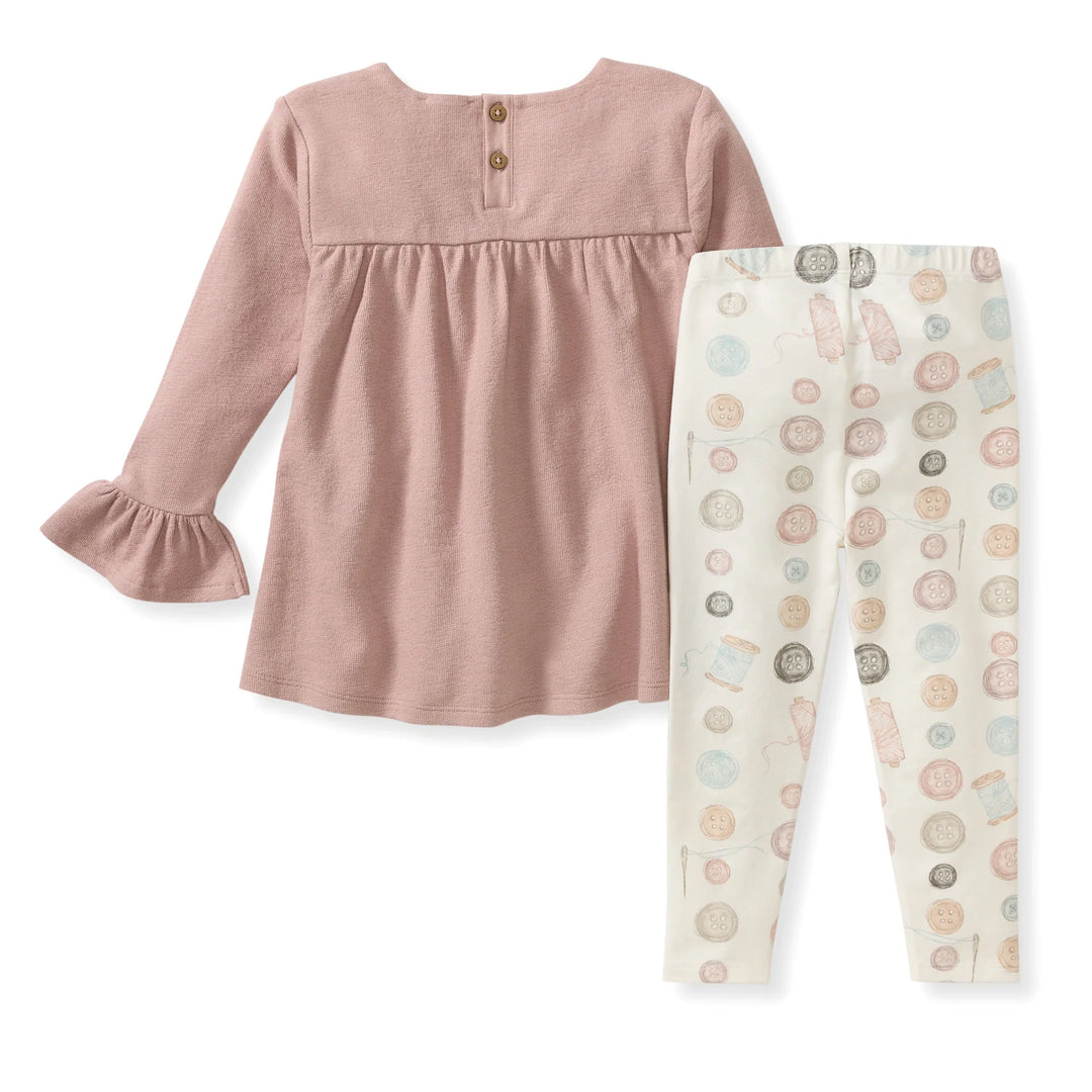 Little Button Organic Tunic & Pants Set Back