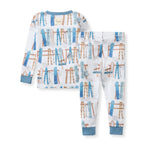 Load image into Gallery viewer, Sunrise Slopes Organic Cotton Two-Piece Pajamas - Mountain Blue Back