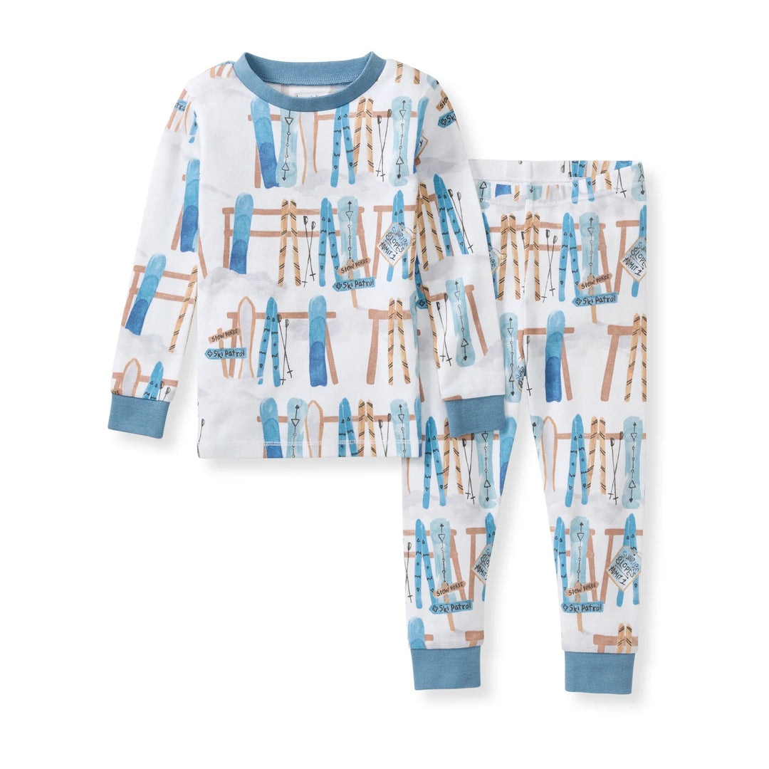 Sunrise Slopes Organic Cotton Two-Piece Pajamas - Mountain Blue