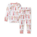 Load image into Gallery viewer, Sunrise Slopes Organic Cotton Two-Piece Pajamas - Organic Rose Back