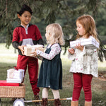 Load image into Gallery viewer, Product Image 6 of Poinsettia Fair Isle Organic Girl Tee & Dress Set
