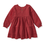 Load image into Gallery viewer, Dotted Rib Organic Cotton Dress - Brick Red Back